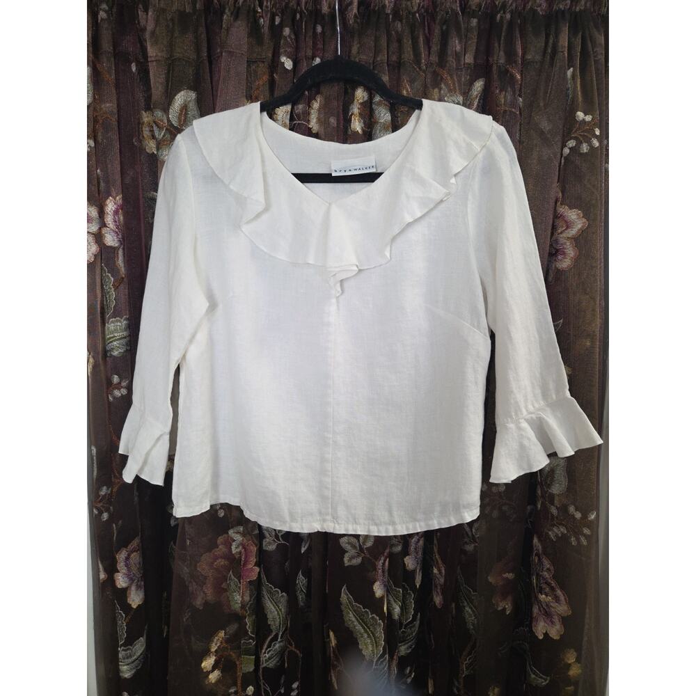 Bryn Walker Ruffle Linen Top Medium